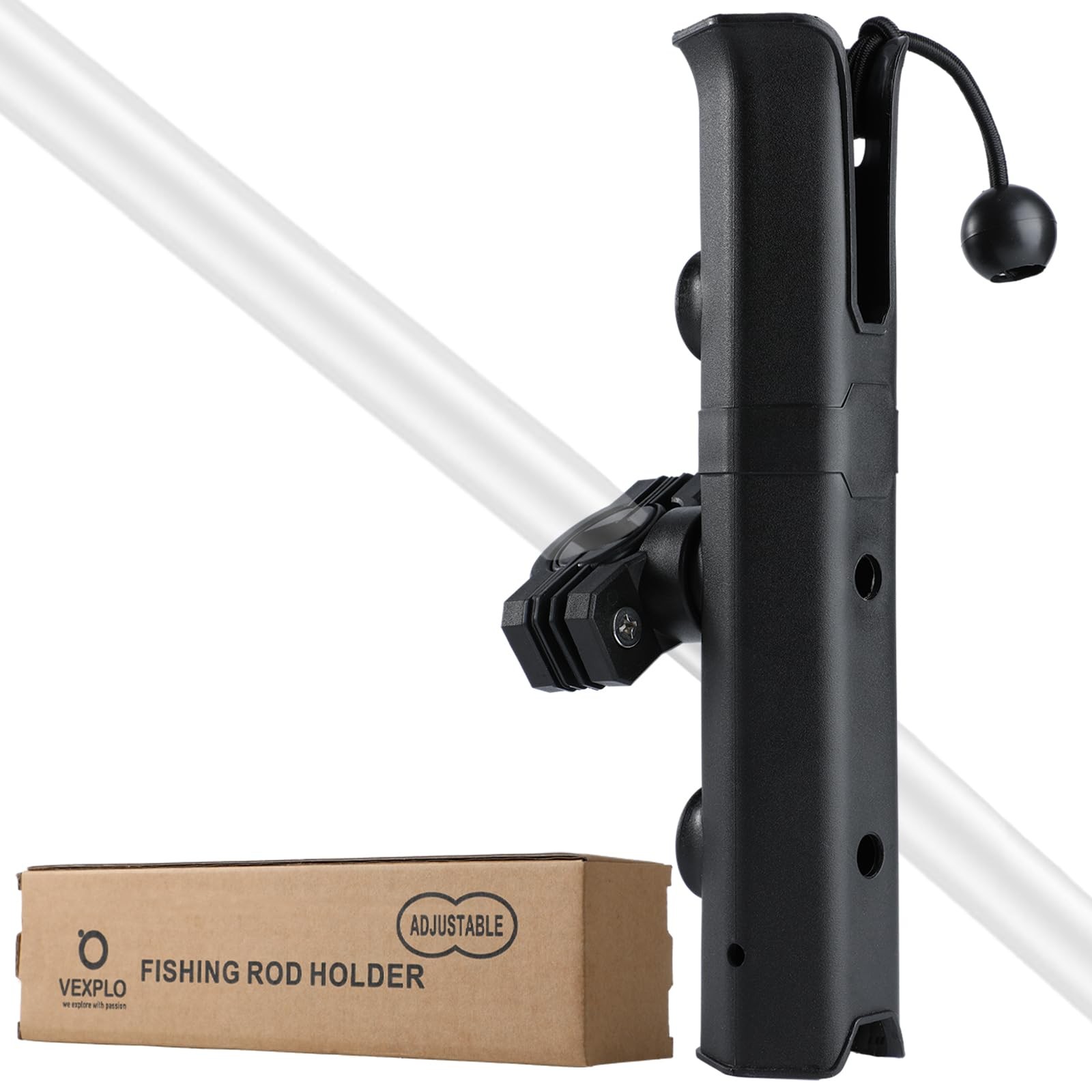 VEXPLO Adjustable Pole Mount Bike Fishing Rod Holder for Large, Black