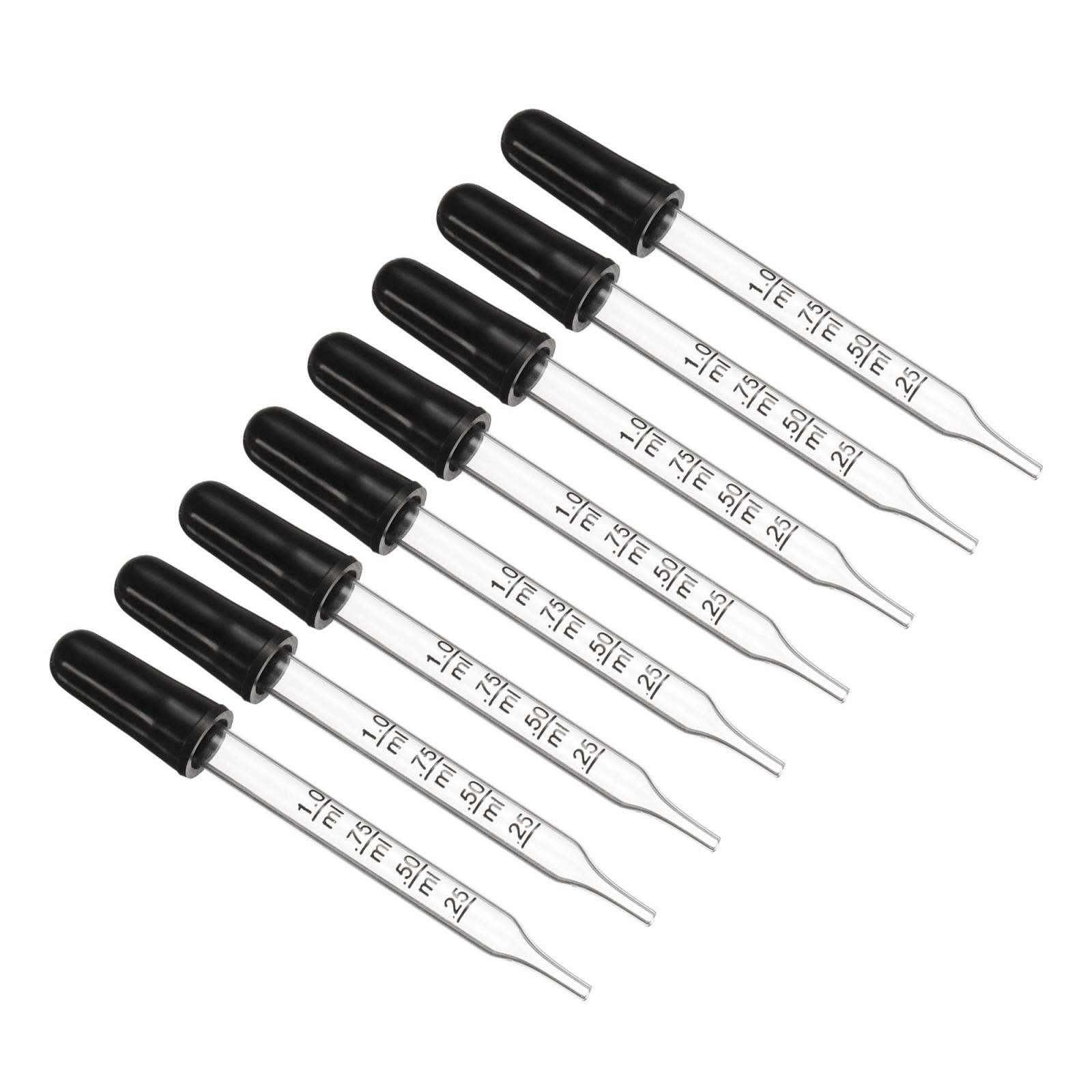Eye Dropper, 8pcs 1ml Straight Tip Graduated Dropper with Bulbs, Clear