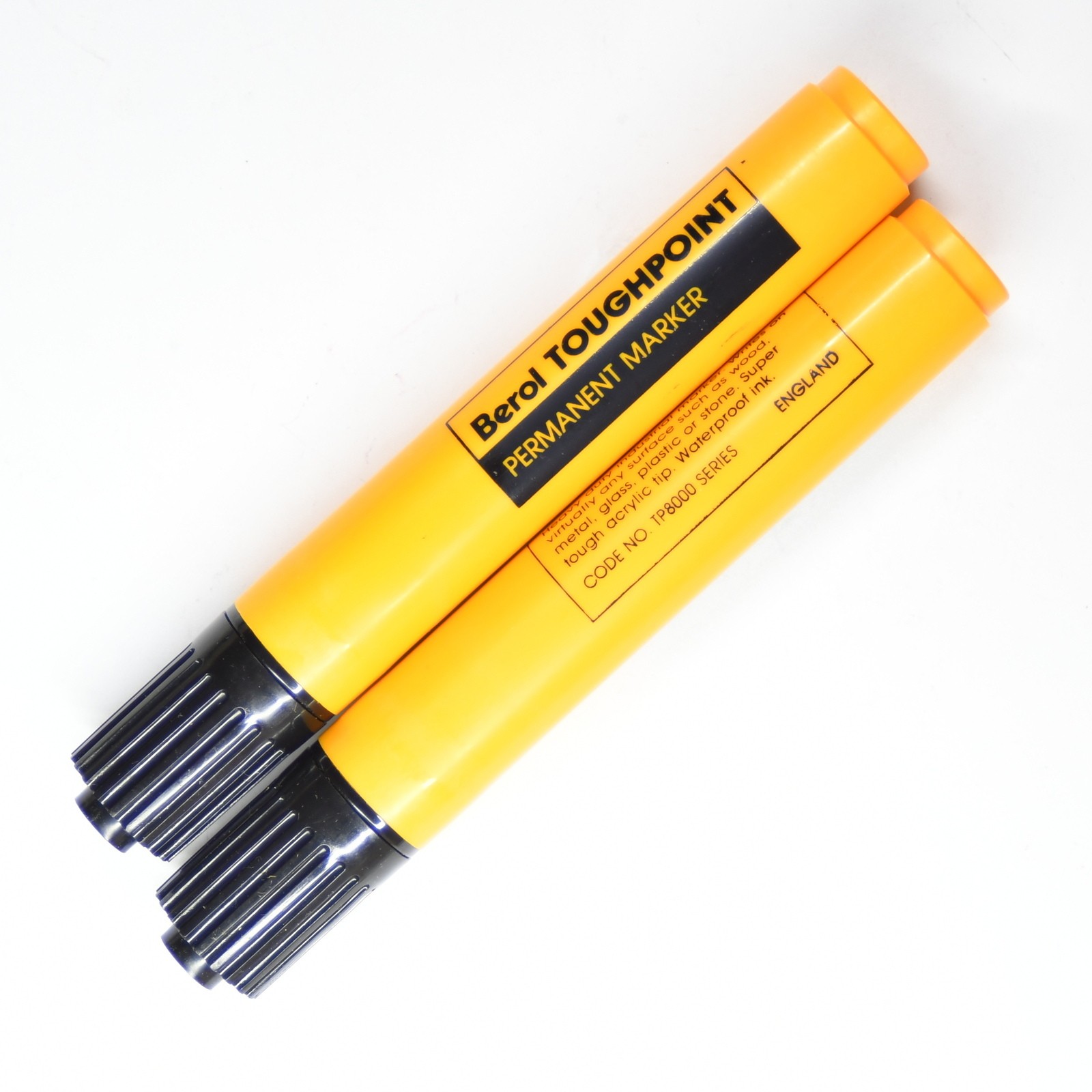 2pcs Berol Toughpoint Waterproof Chisel Point Permanent Marker Black TP8000
