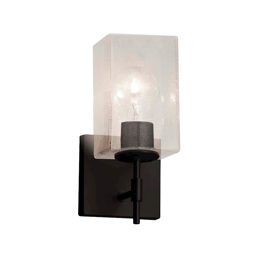 Justice Design Fusion Union 1-LT LED Sconce Short, Flat Rim, Seed/Black