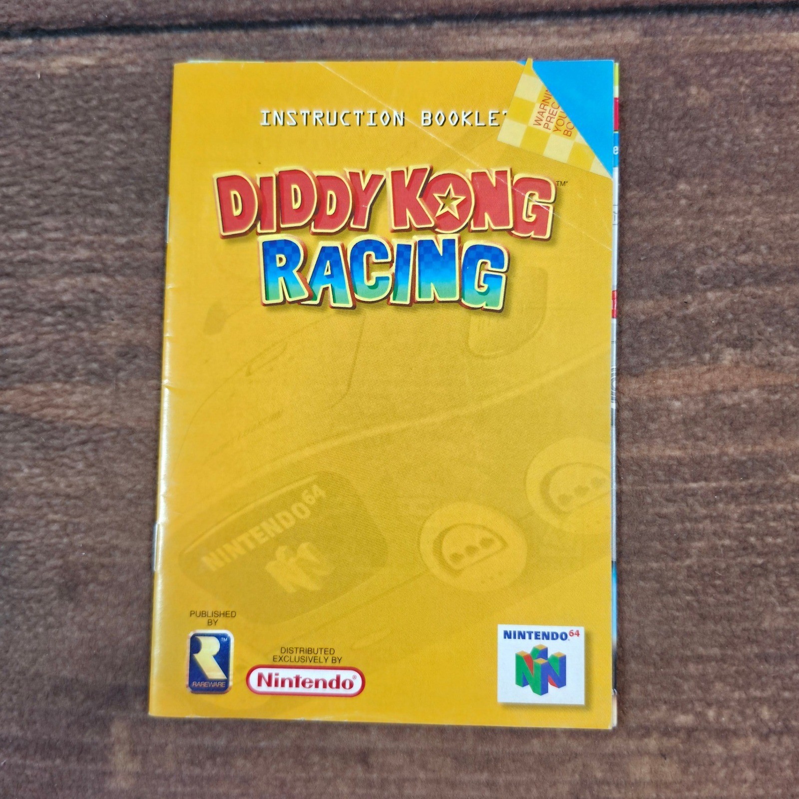 Nintendo Diddy Kong Racing Manual N64 OS Yellow Good Instruction Booklet Rare