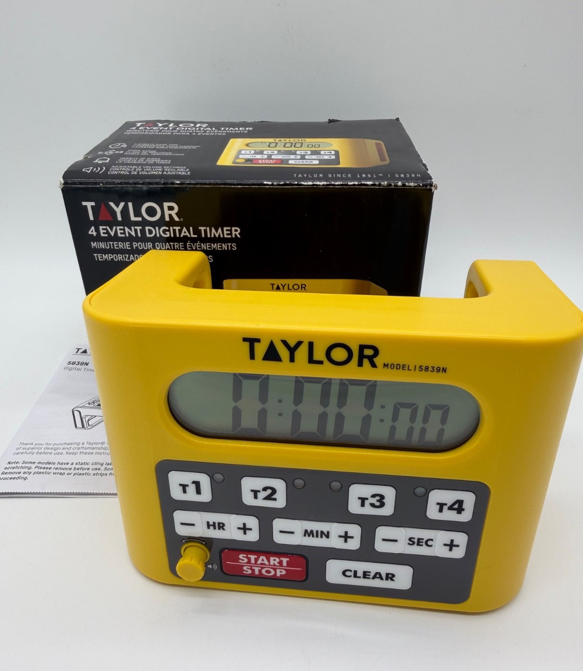 Taylor Precision 5839N Four Event Commercial 10 Hour Timer Yellow