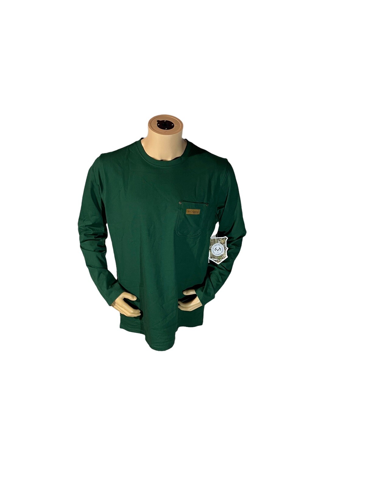 Columbia Roughtail Work LS Pocket Tee size Large Green Mens New