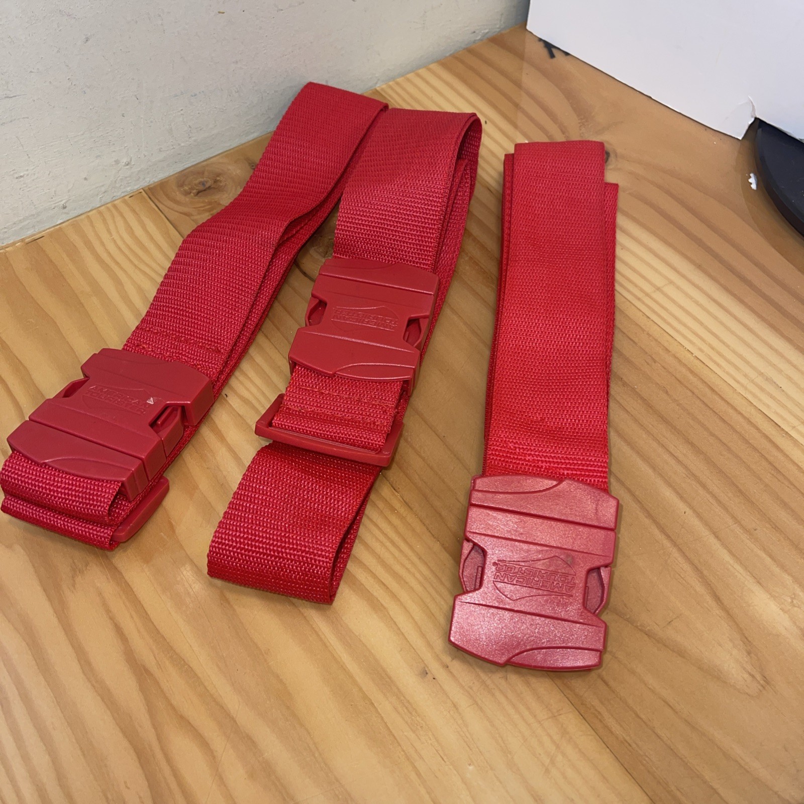 Lot Of 3 American Tourister Luggage strap Red   2" x 73"  adjustable (3x)