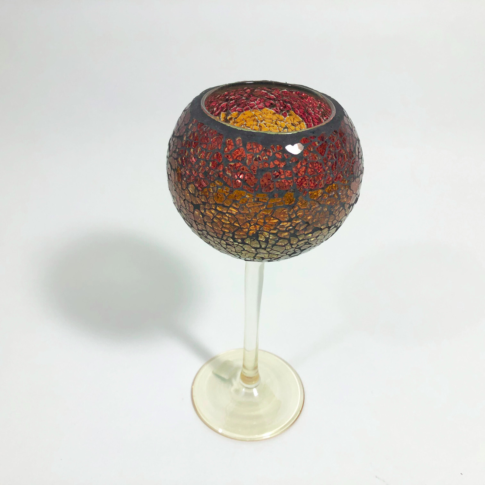 Party Lite Siena Crackle Mosaic Stemmed Tealight Holder Retired Pattern