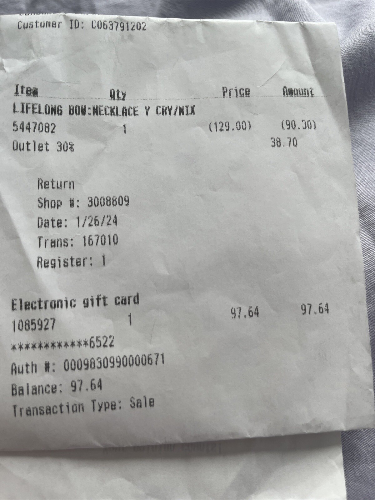 Swarovski $97.64 Gift Card