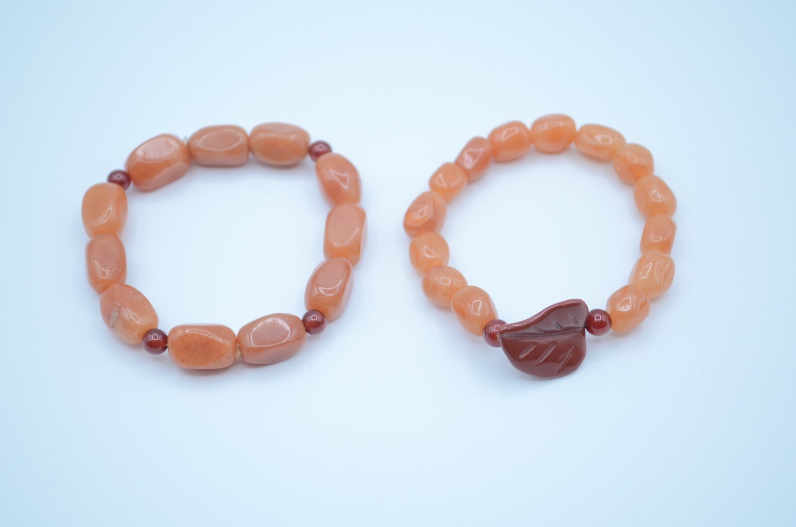 Pair of Red Aventurine and Carnelian Bracelets