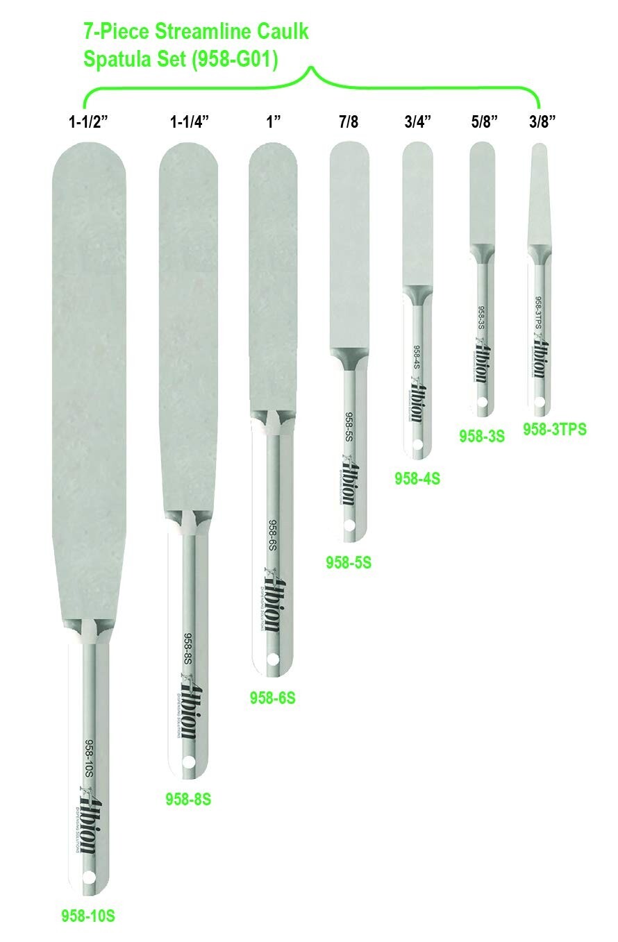 7pc Rounded Tip Caulk Spatula Slicker Knives Construction Joints Installing Tool