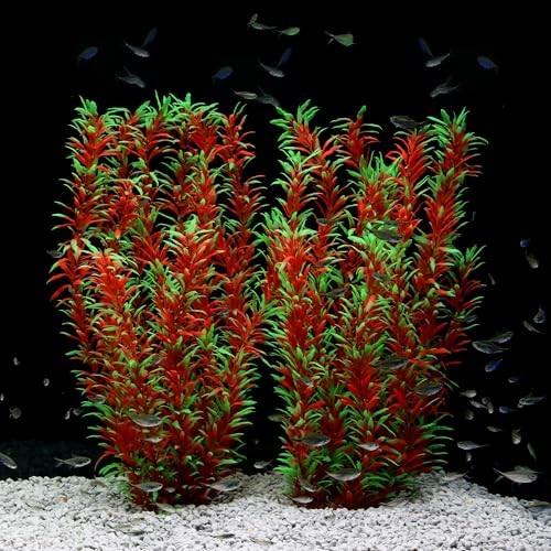 JIHAQUA Aquarium Decor Plastic Plants Extra Large 21 Inches Artificial Fish Tank