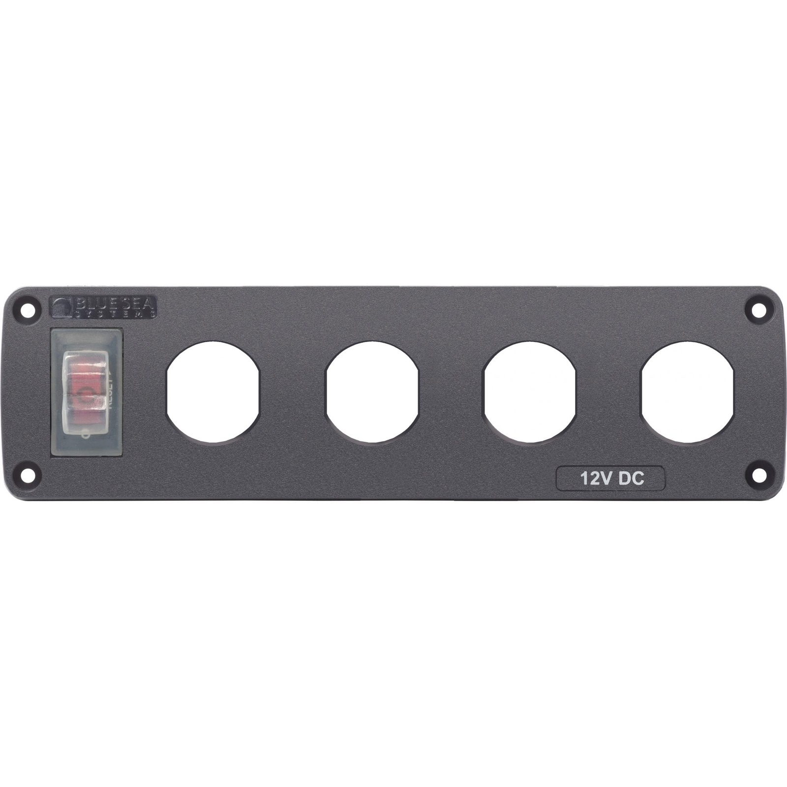 Blue Sea 4369 Water-Resistant Panel - 15A Circuit Breaker, 4x Blank Apertures