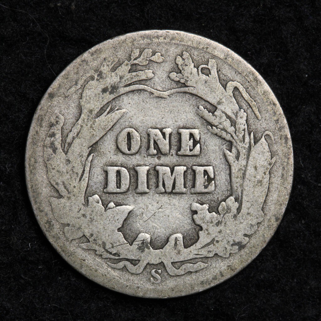 1910-S Silver Barber Dime GOOD FREE SHIPPING