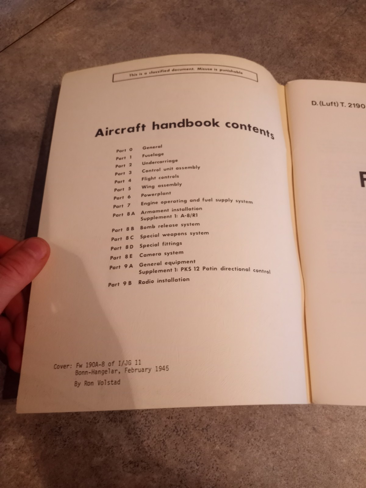 Valkyrie Publications Focke-Wulf Fw 190 A-8 Aircraft Handbook 1974 WW2 Reprint