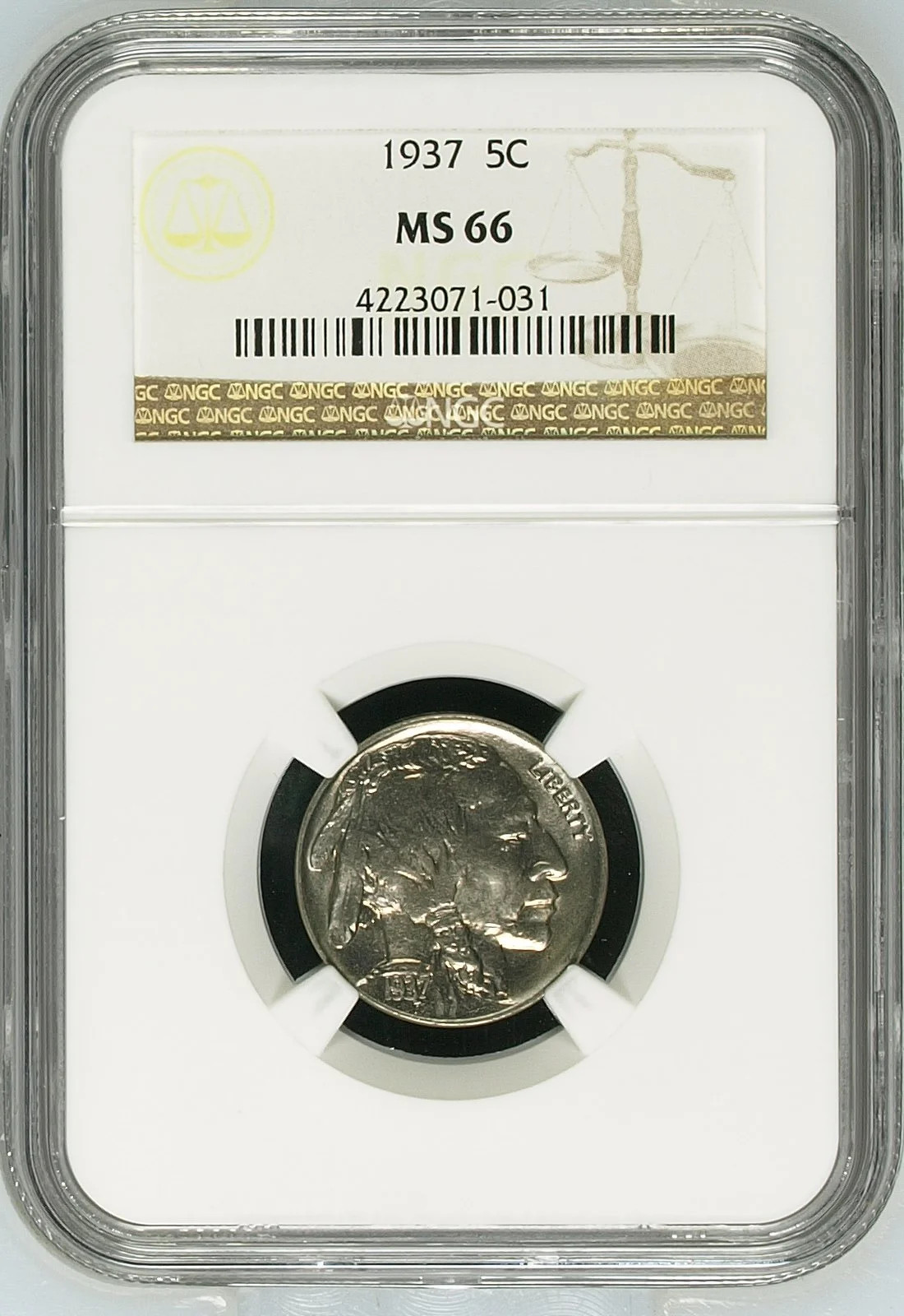 1937 Nickel Indian Head or Buffalo NGC MS-66