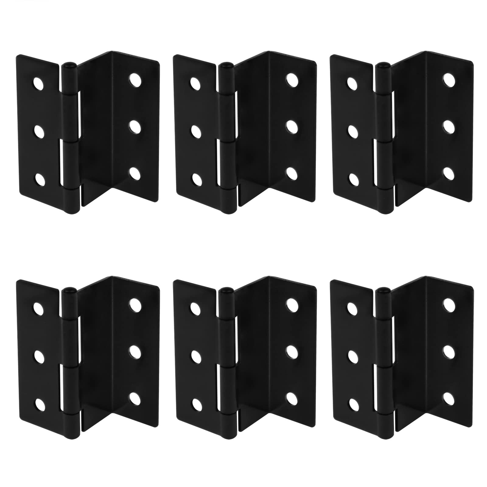 6 Pcs 3" Half-Surface Chest Hinges,Black Offset Hinge for 1" Thick Door Panel...