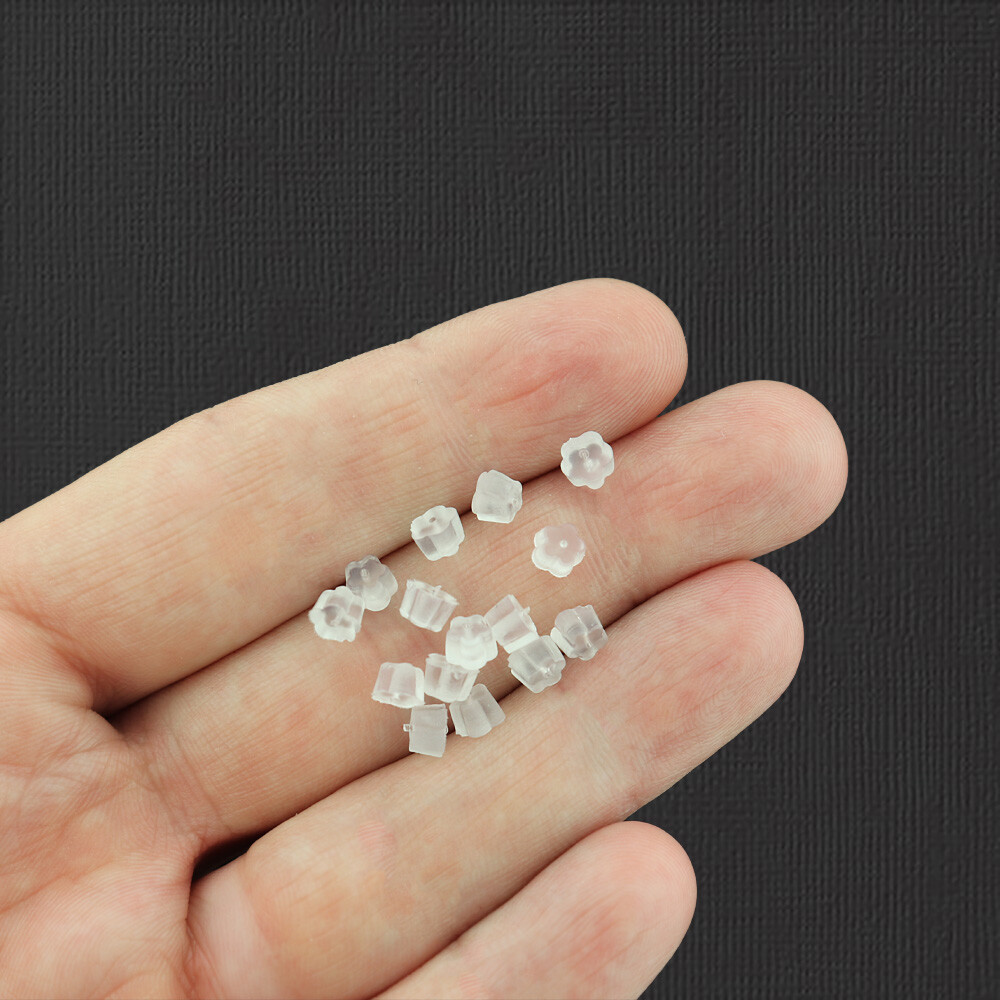Clear Flower Earring Backs - 4mm - 20g or 465 Pieces - FD432