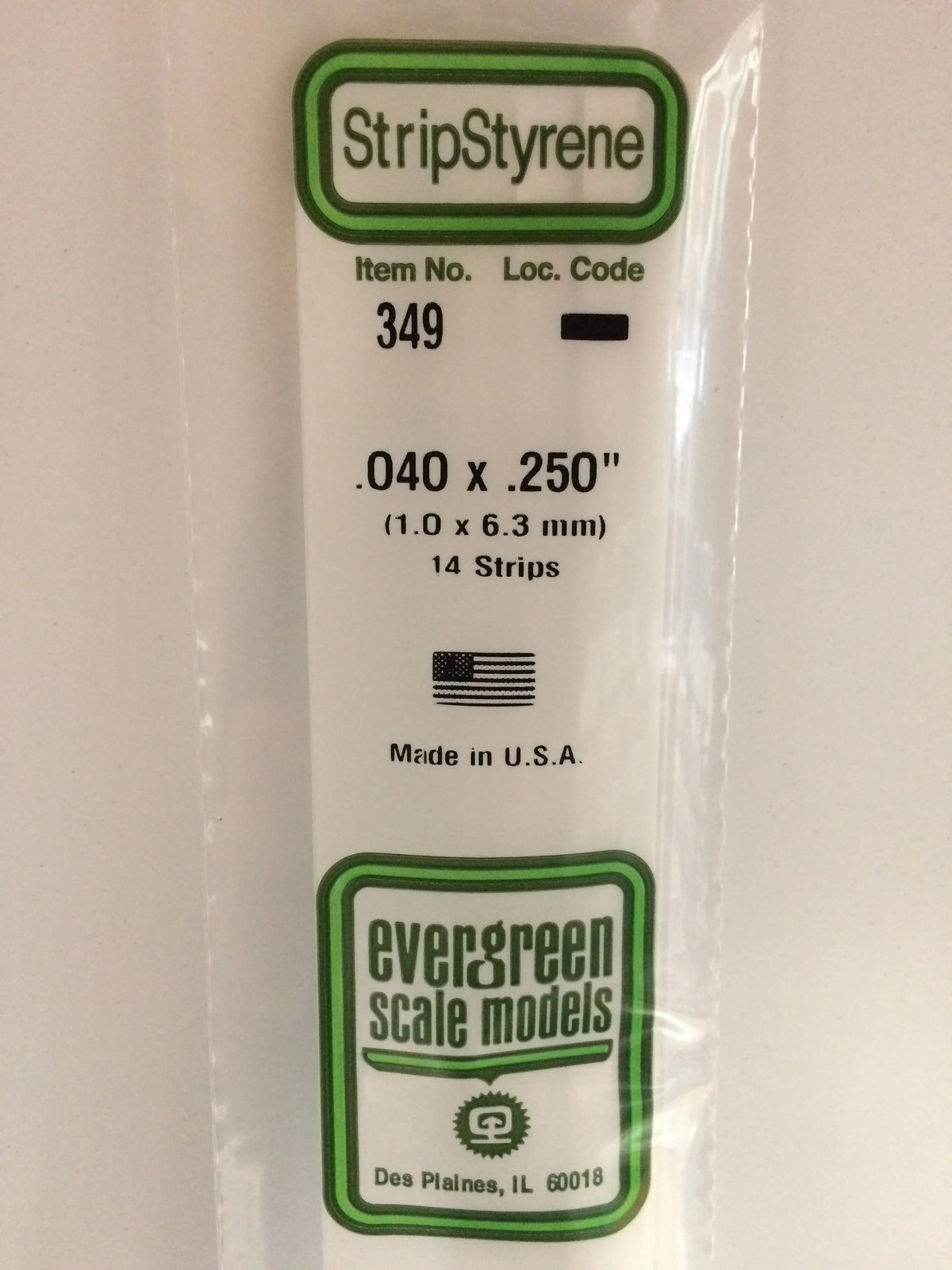 Evergreen Scale Models 349 24" Strip Styrene Pack, .040x.250 (14 Pack)
