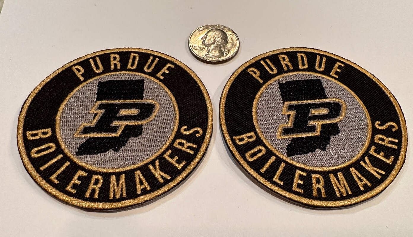 (2)-PU Purdue Boilermakers Vintage Style Iron On Patches.  3"x 3" Beautiful!