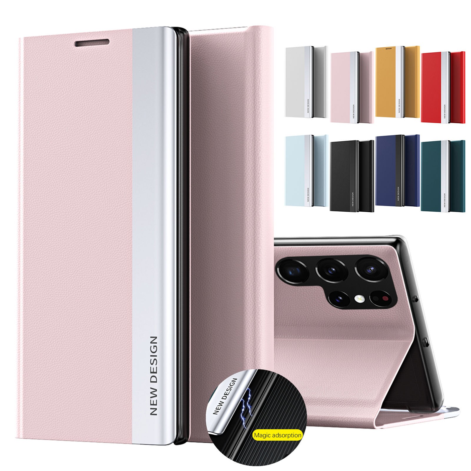 Case For Samsung S26 Ultra S26+ S26 S25 Magnetic Flip Kickstand Leather Cover