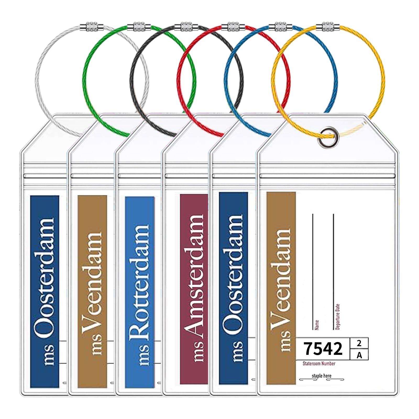 6 Pcs Holland America Cruise Luggage Tag Holders, Zip Seal Clear 6 Holders