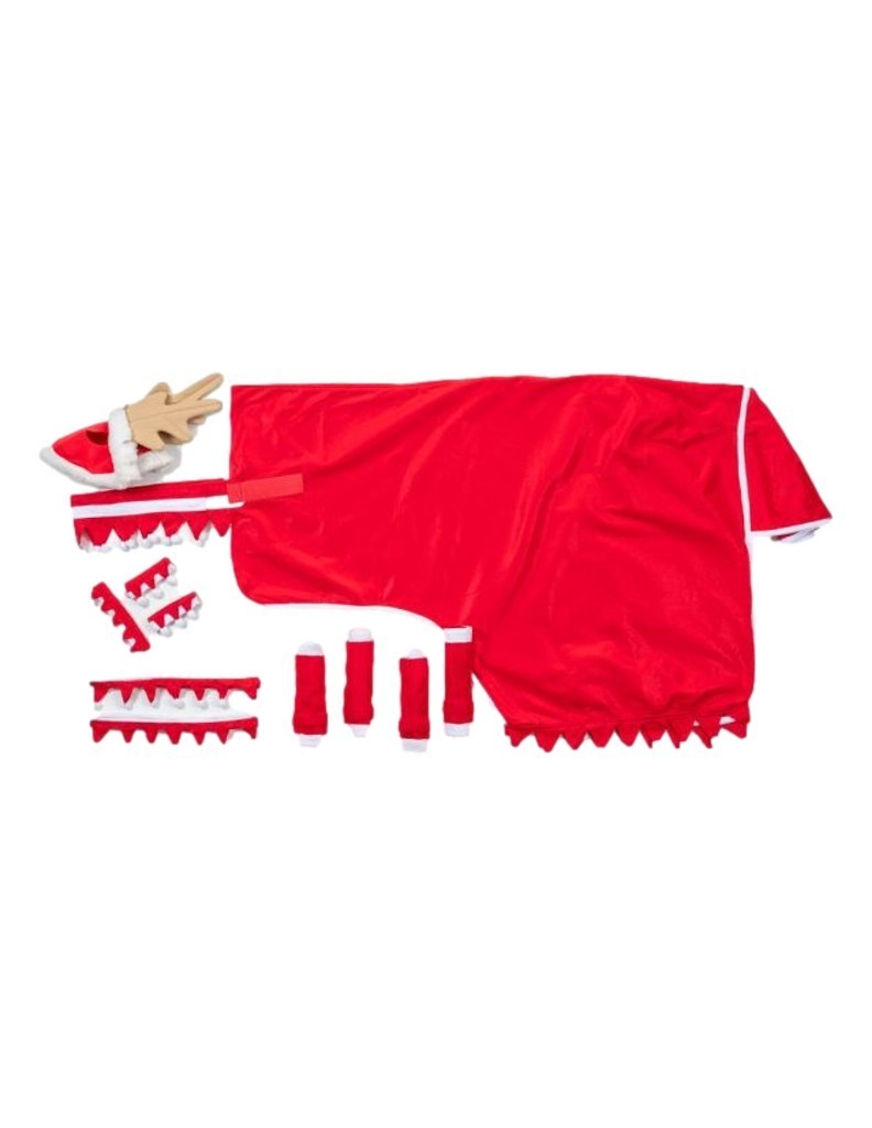 Tough 1 Horsewear Set 5 Piece Reindeer Festive Red White 95-5316