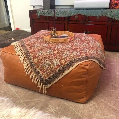 New Leather Handmade Brown Elegant Aamazing Footrest 30'' Moroccan Pouffe