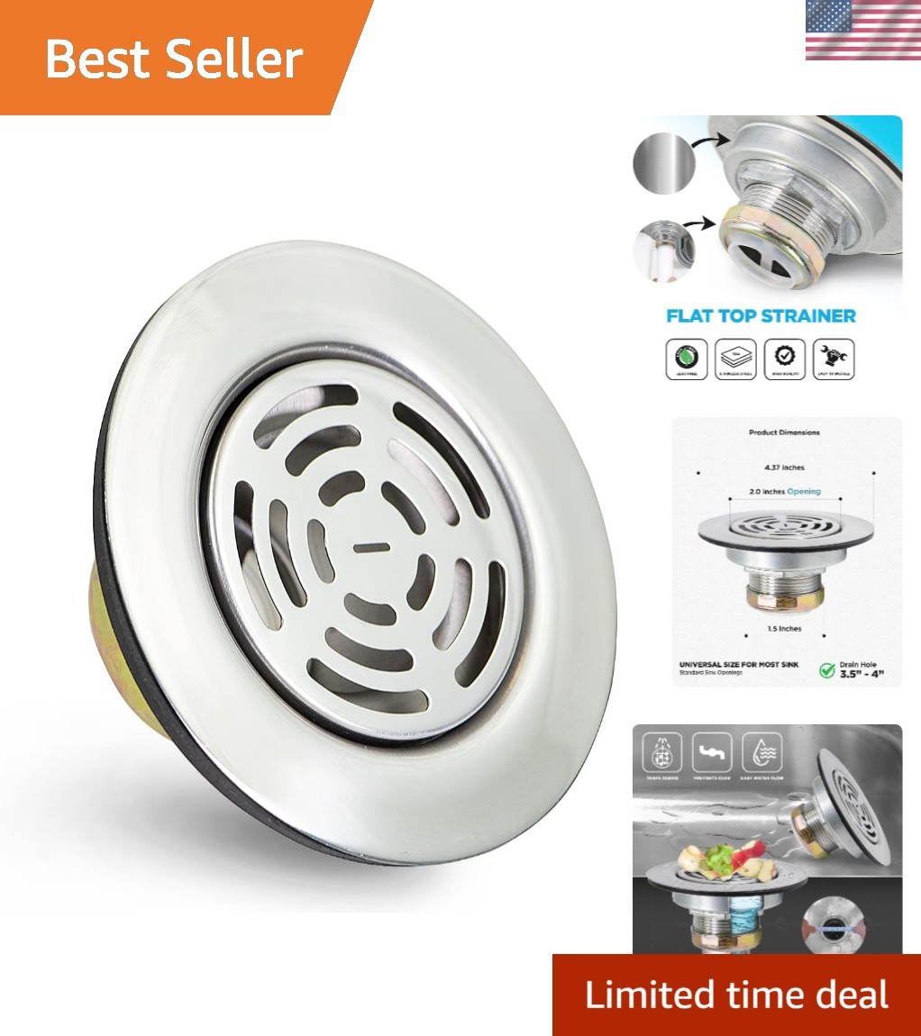 Flat Top Stainless Steel Strainer – Perfect for Kitchen and RV Drain Solutions