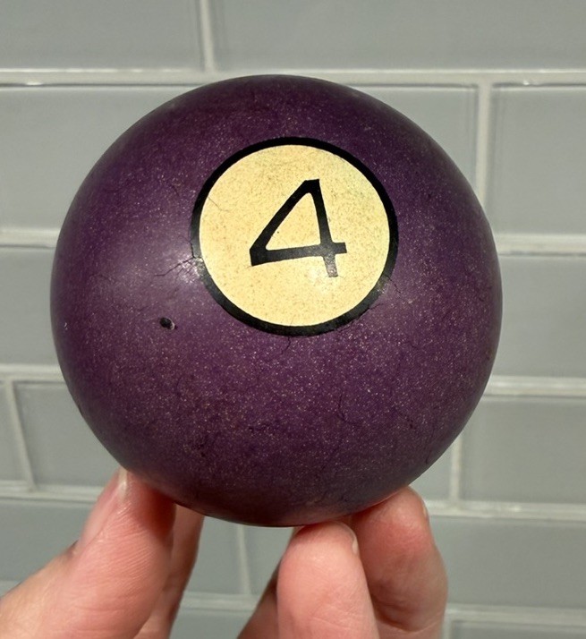 Vintage Clay Billiard Pool Ball Brunswick Aged Patina PURPLE #4 Ball - SO COOL!