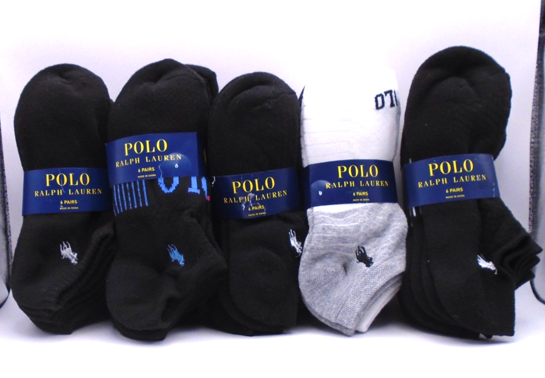 NEW WOMEN'S "POLO RALPH LAUREN 6 PAIR LOW CUT SOCKS" Choose!