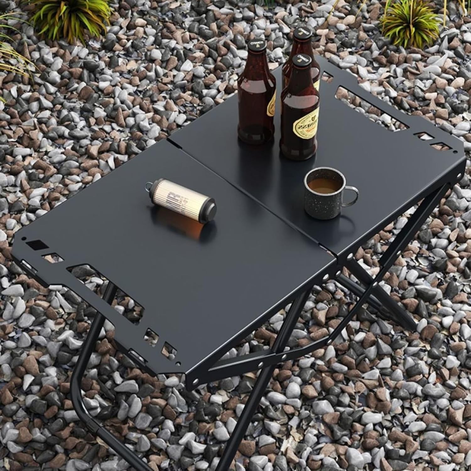 Folding Camping Table, Durable Metal Foldable Table with Storage Bag, Portable