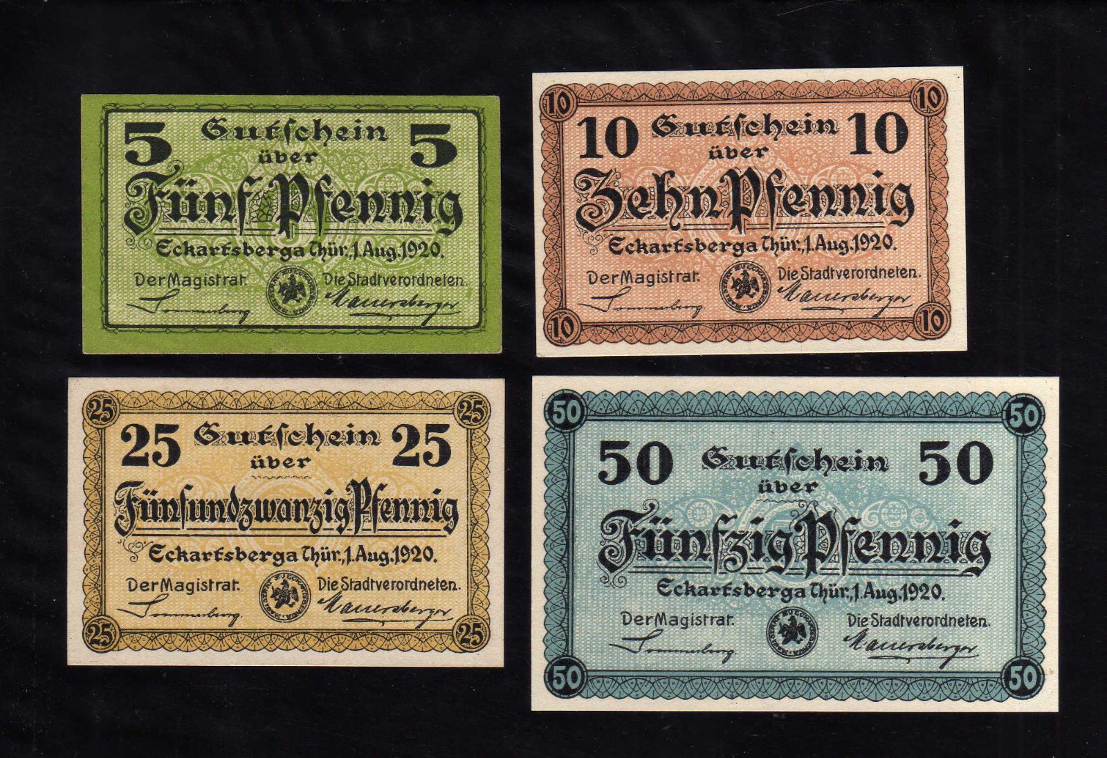 ECKARTSBERGA  (1920) - GERMANY NOTGELD  -  5, 10,  25, 50 PFENNIG
