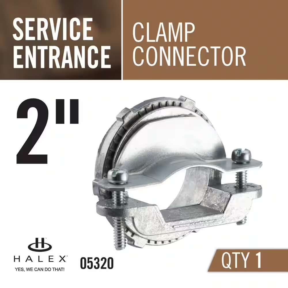2 In. Standard Fitting Service Entrance (SE) Clamp Connector - Zinc