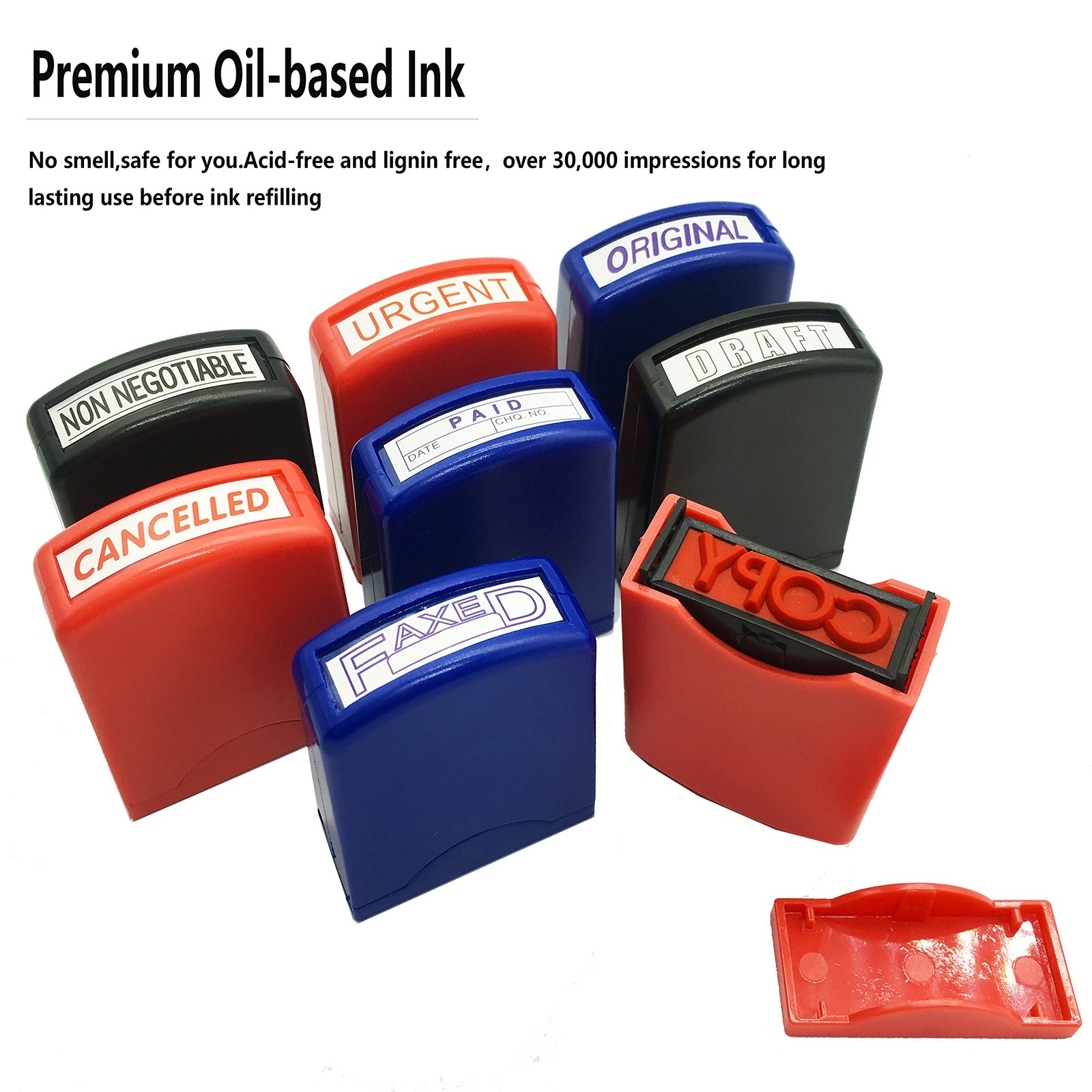 Set of 8 Self Inking Pre-Inked Office Stamp 8 Message Account Stamp Office St...