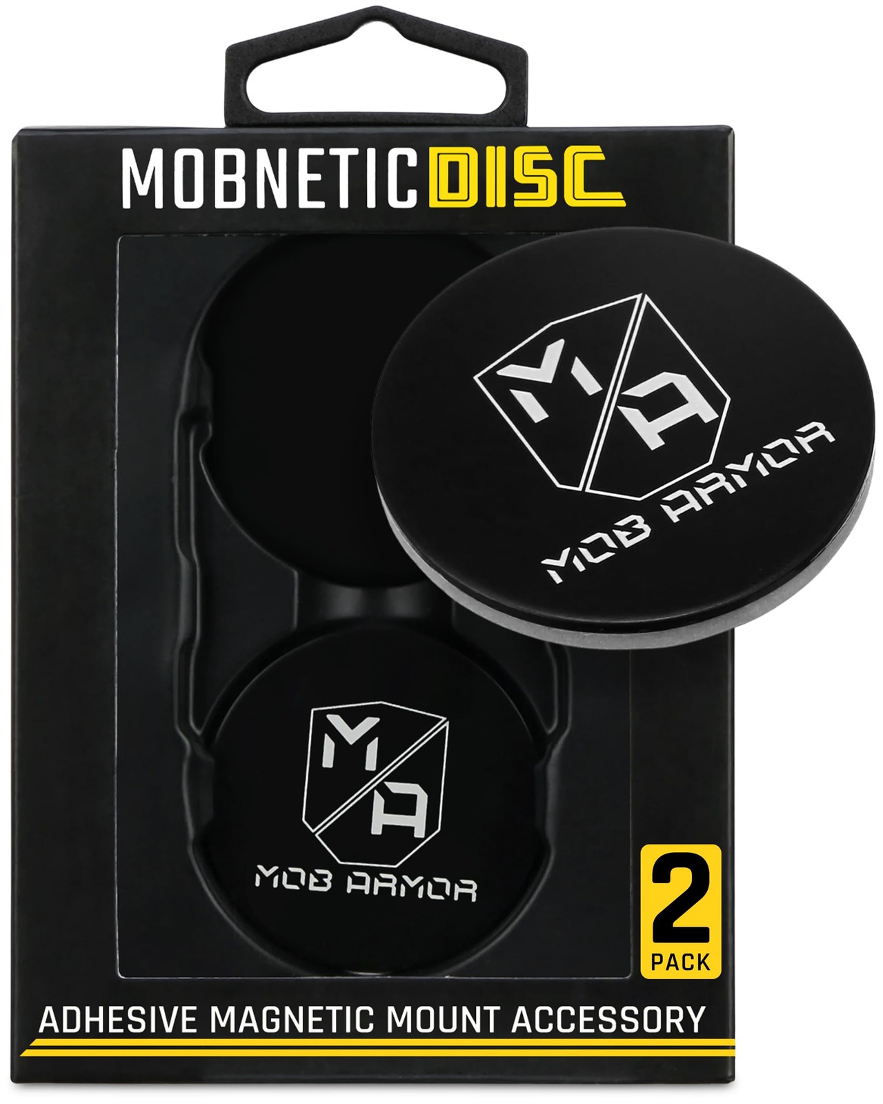 Mob Armor Magnetic Phone Mount Plates - Strong Adhesive Steel 2 Pack, Black