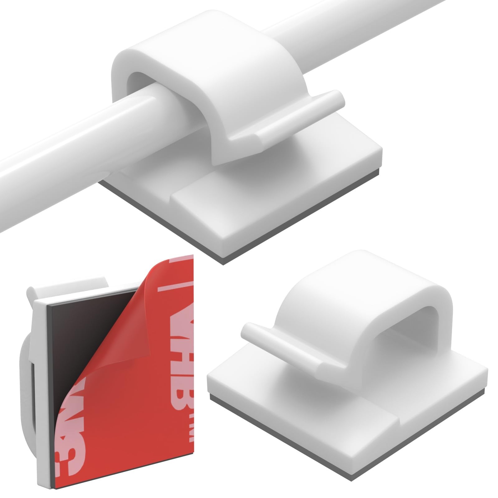 Cable Clips 40pcs with Strong Adhesive Tapes,Wire Holder 40PCS, White