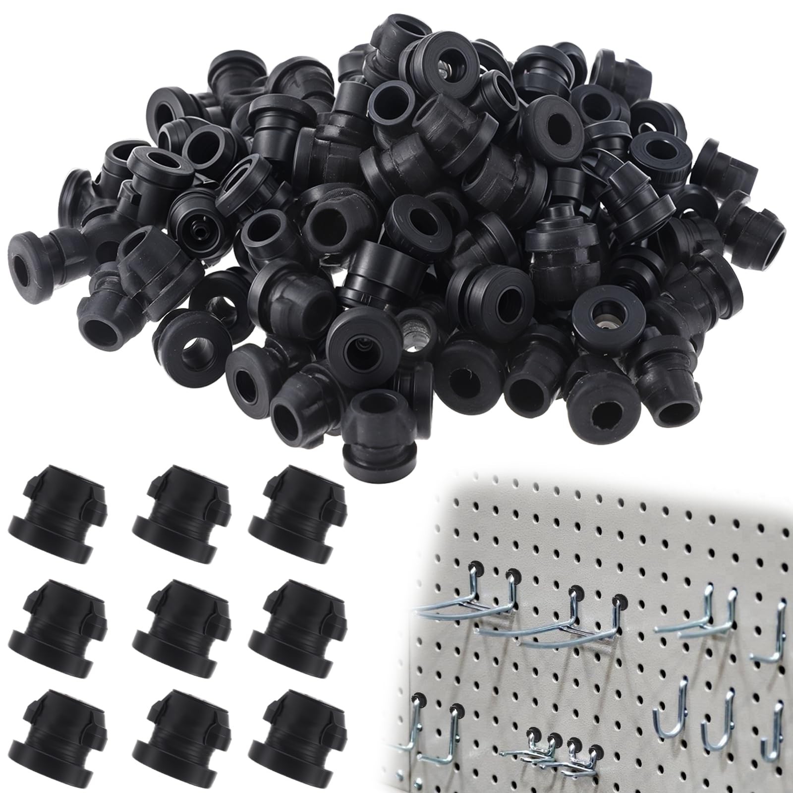 Pegboard Hook Locks, 120PCS Black Pegboard Locks for Stopping Hooks PegHook S...