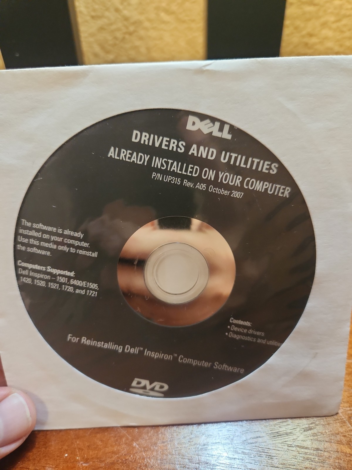 Dell Drivers and Utilities DVD For Inspiron P/N UP315  Rev. A05 - Still Sealed