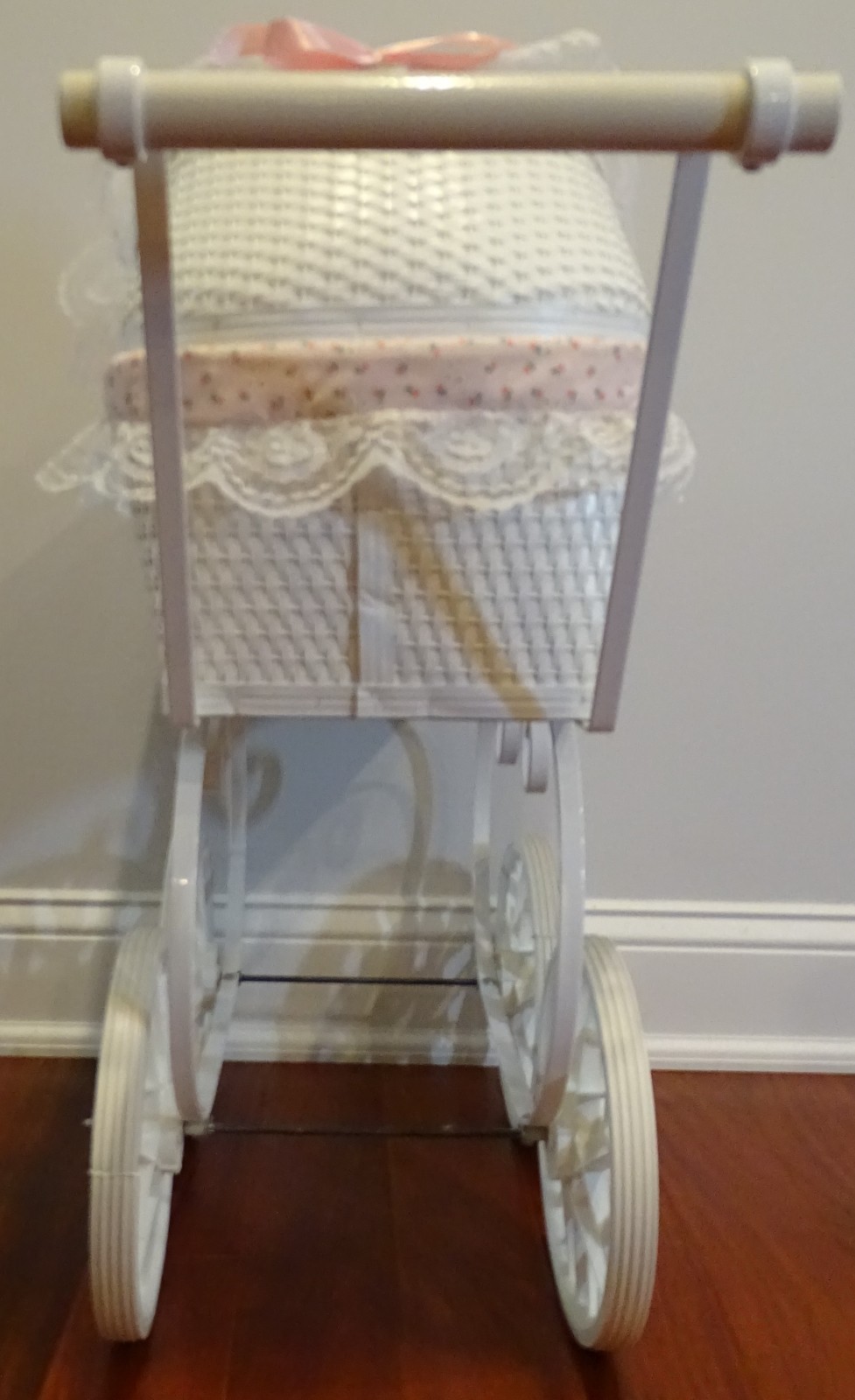Plastic White Basket Weave Patterned 29 inch Tall Stroller