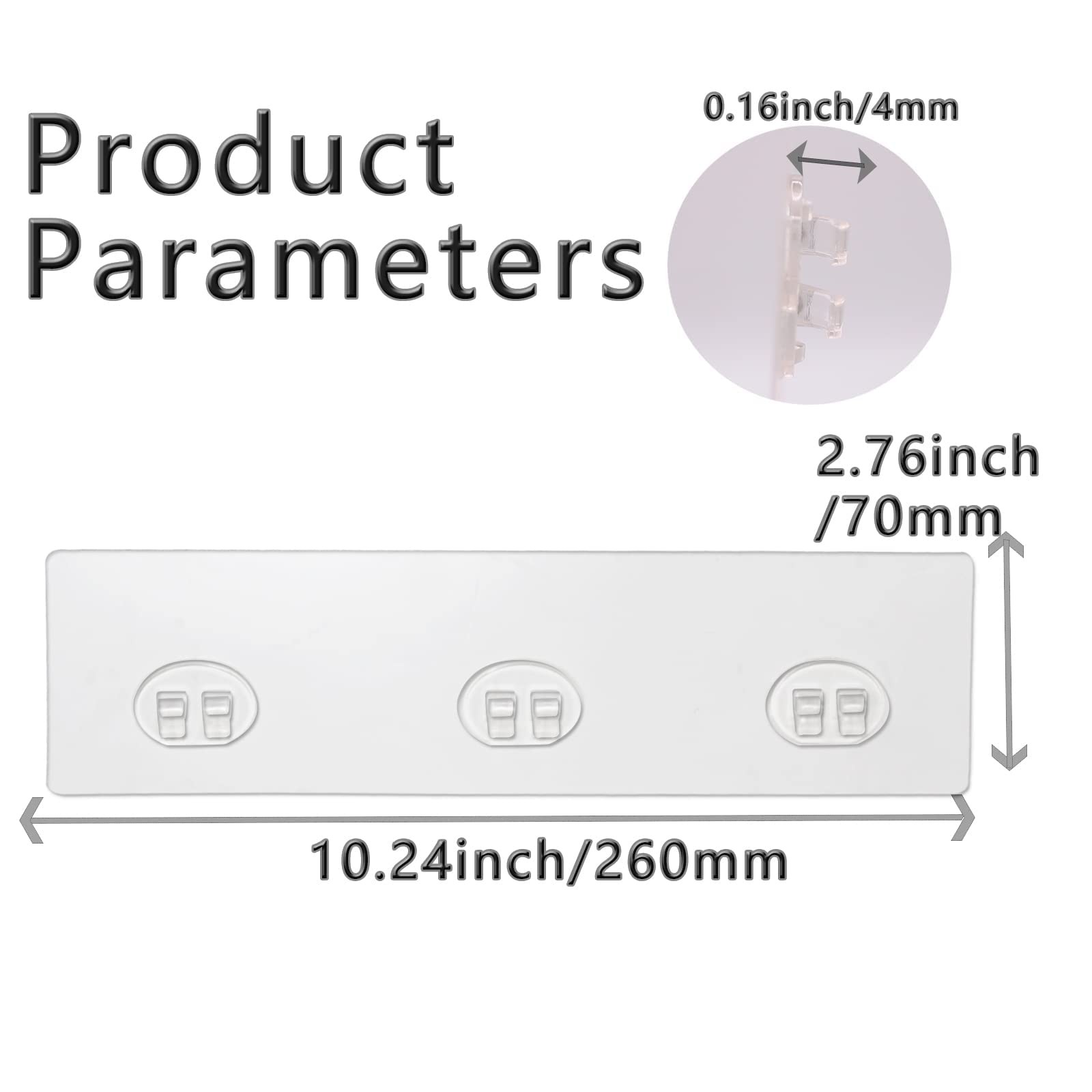 2 Pack Shower Caddy Adhesive for Replacement, Transparent -2pcs 3 Hooks