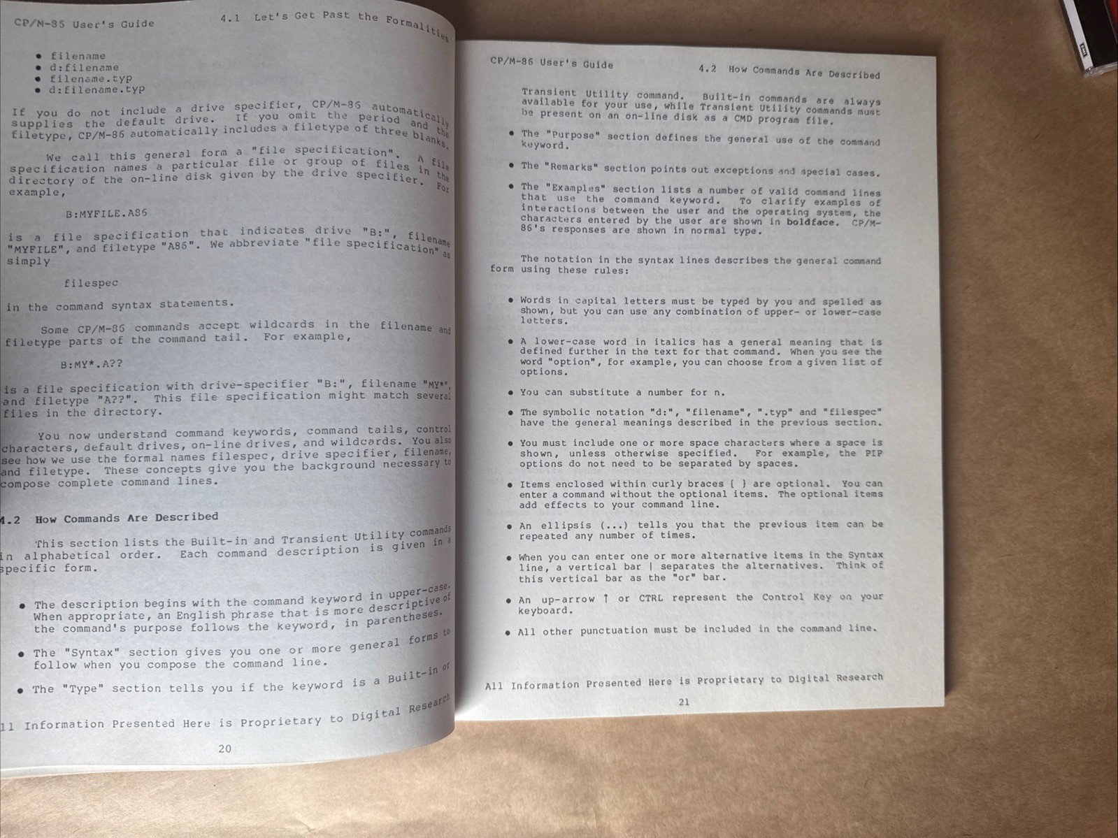 * CP/M 86 Operating Manual 1981 1st Printing. F