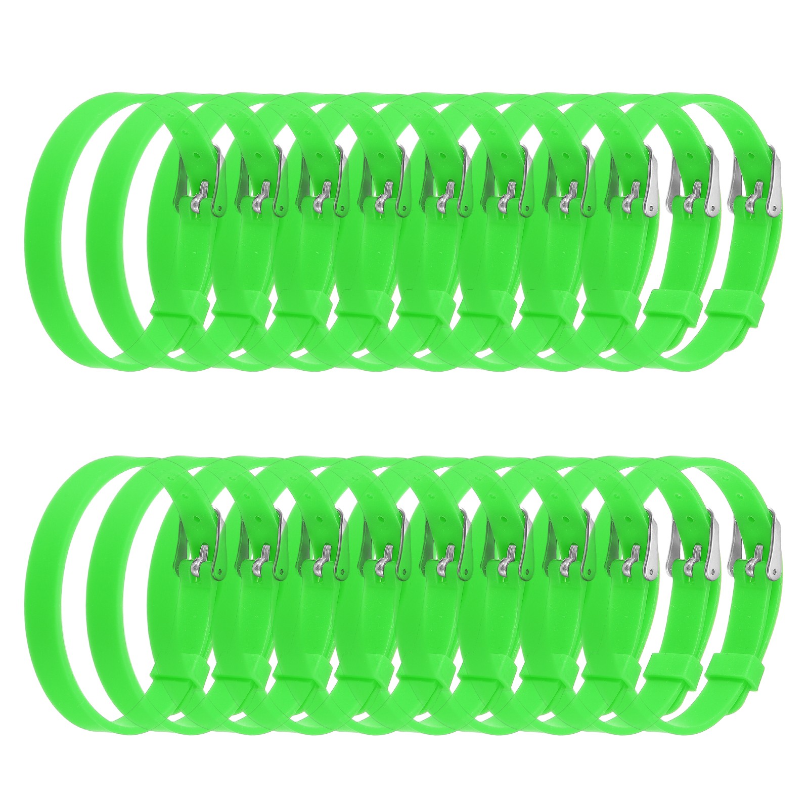 20 Pack Slide Bracelet Wristband, 8.2 x 0.3” Silicone Adjustable Bracelet, Green