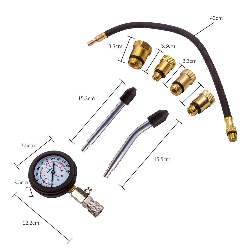 Spark Plug Cylinder Compression Tester Test Kit Measuring Tool