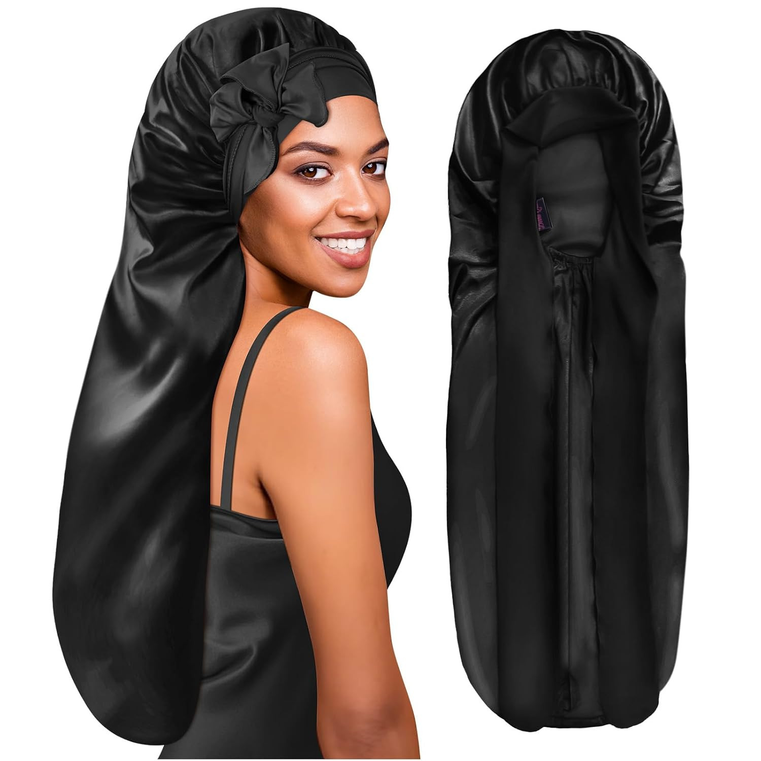 BONNET QUEEN Braid Bonnet Foldable Extra Long Bonnet for Braids Silk Bonnet Sati