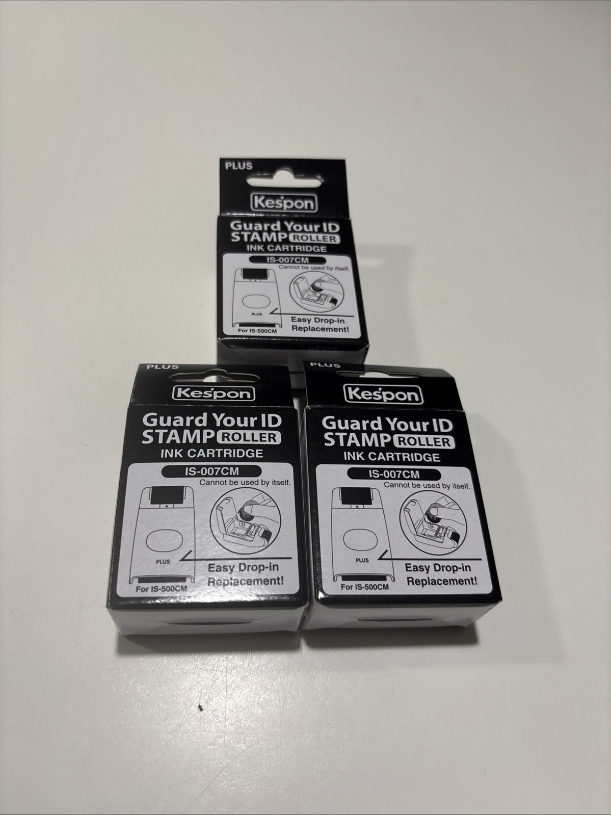 Kespon Plus IS-007CM Guard Your ID Roller Stamp Refill Cartridge NEW Lot Of 3