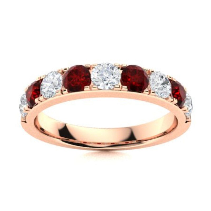 Womens day Sale Sterling Silver Garnet Gemstone Eternity Promise Ring