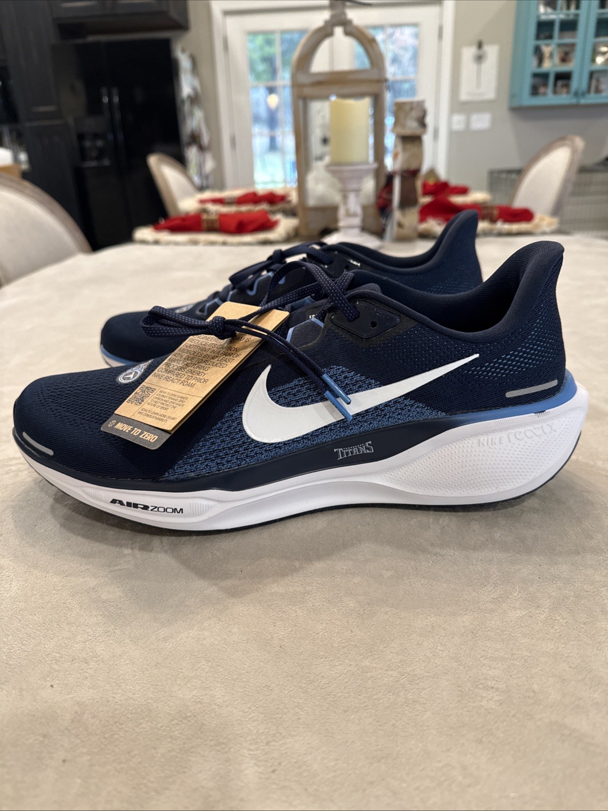 Nike Zoom Pegasus 41 TENNESSEE TITANS NFL Running Shoes Size 14 NAVY BLUE/WHITE