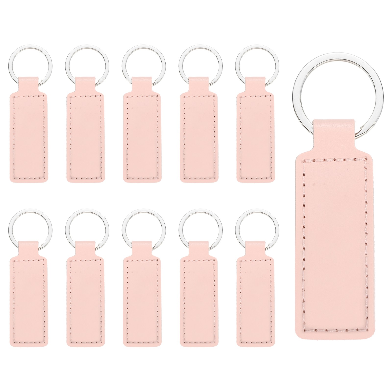 10 Pcs Leather Rectangle Laser Engraving Keychain Blanks (Pink, 3.7"x1")