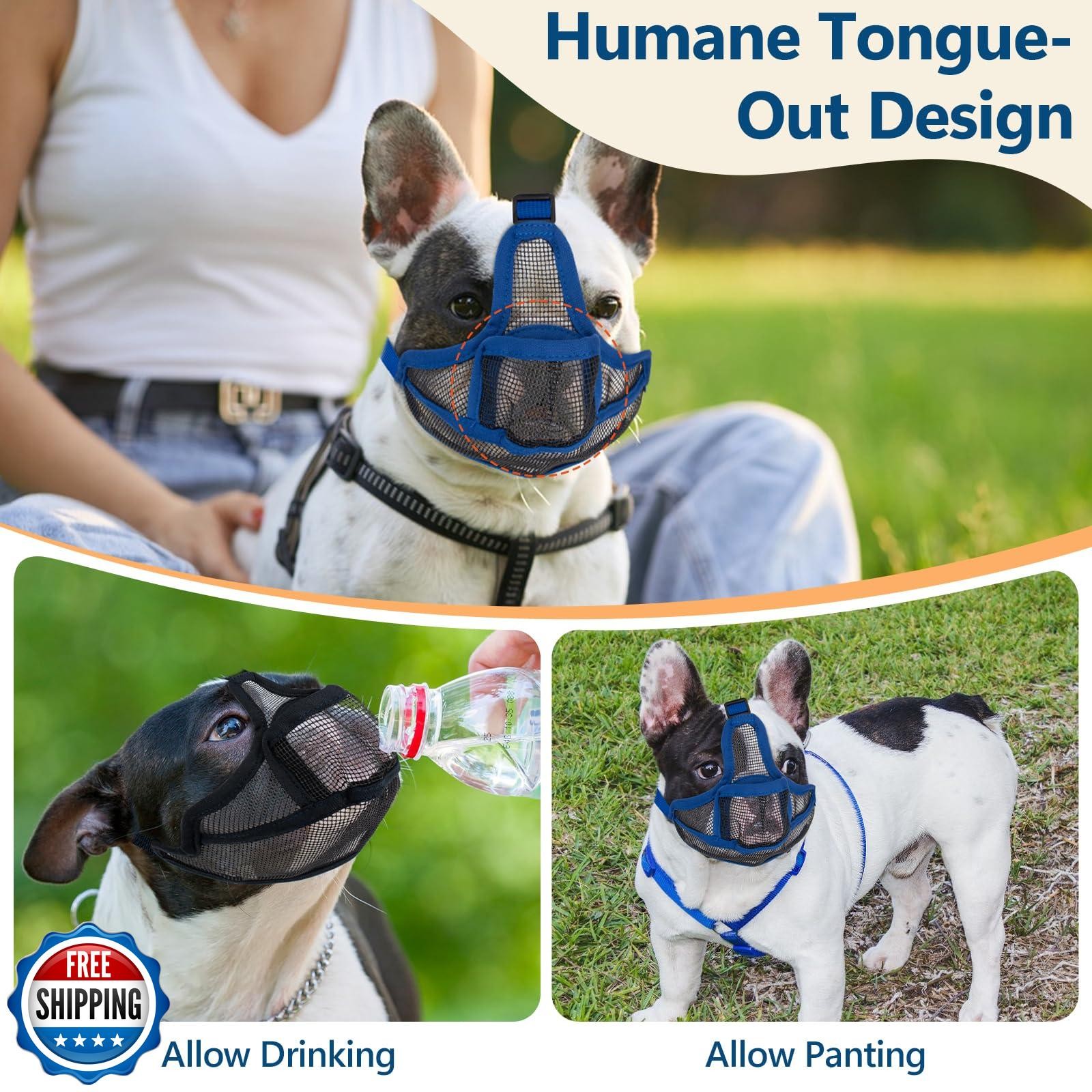Coppthinktu Short Snout Dog Muzzle, Breathable Mesh French Bulldog Muzzle Ful
