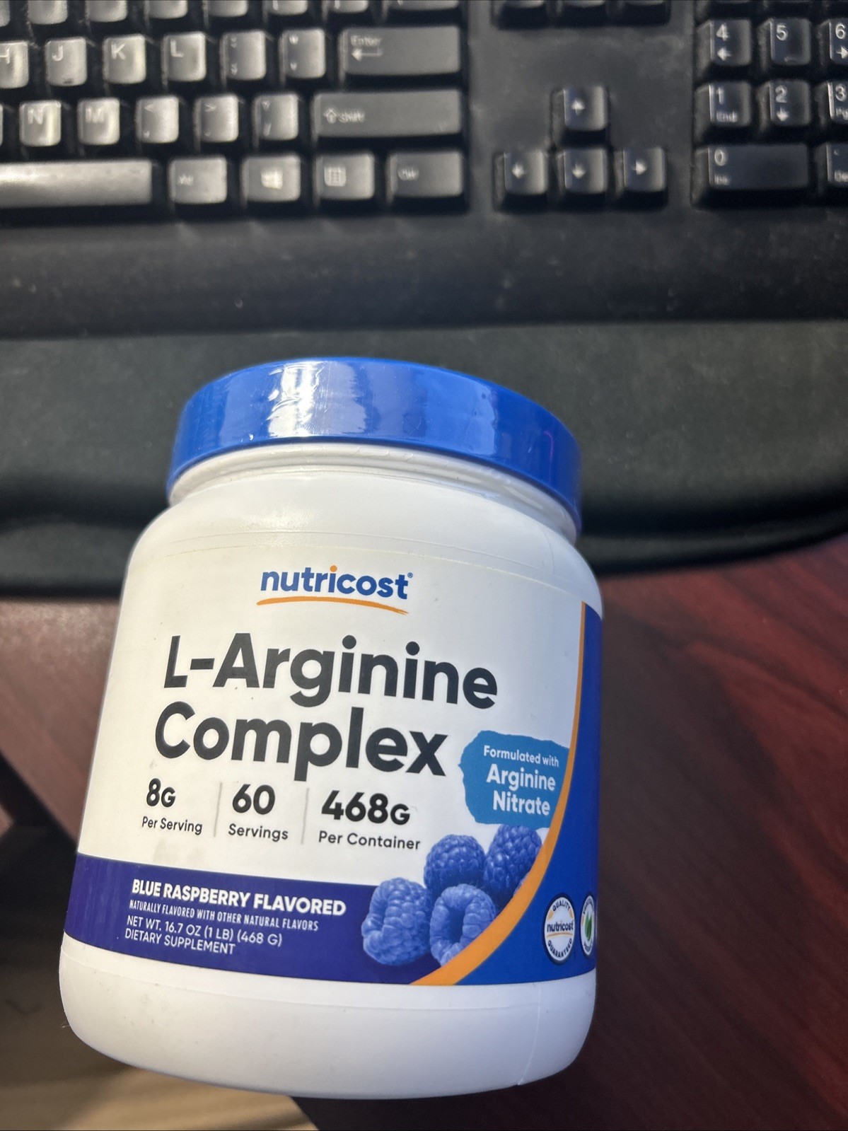 Nutricost L-Arginine Complex (Blue Raspberry, 60 Servings) -NON GMO Expire 12/27