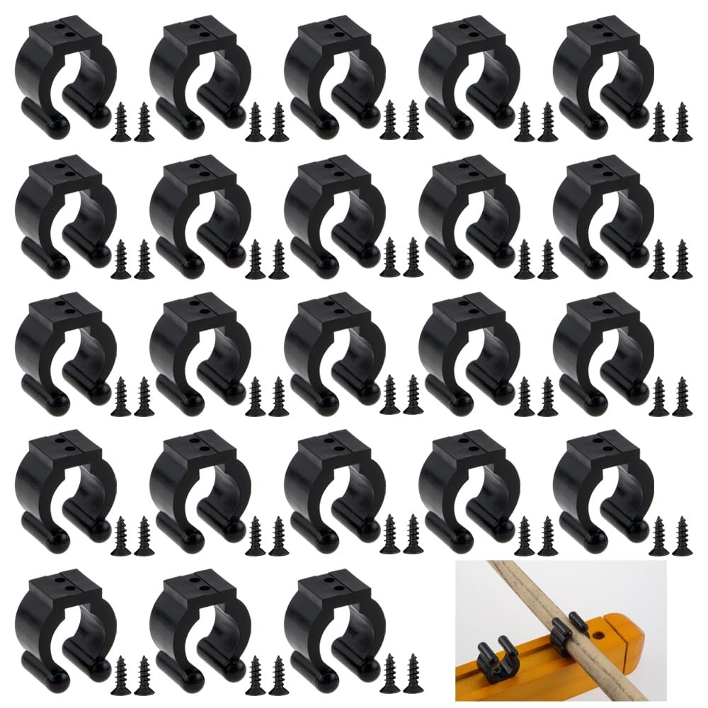 EQUIJUANCE Black Fishing Rod Clips Billiards Cue 1.5 x 1 x 0.7 inches,