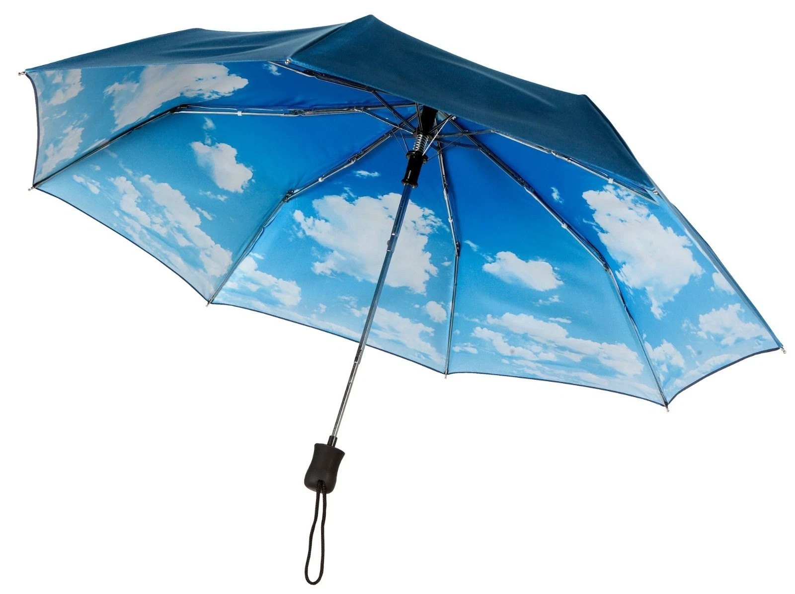 Iridescent Top Compact Sky Print Umbrella Cloud Automatic Open With Sleeve